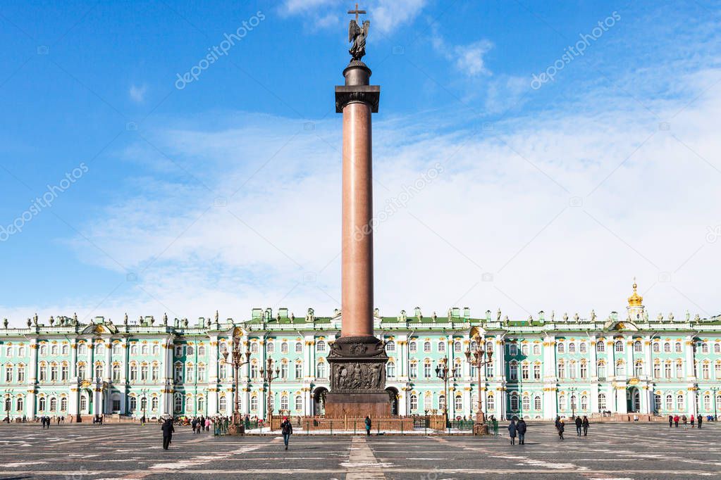 view of Alexander Column and Winter Palace