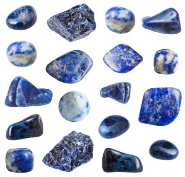 collection of Sodalite and Dumortierite gemstones clipart