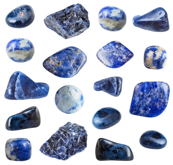 Coleção de pedras preciosas Sodalite e Dumortierite — Fotografia de Stock