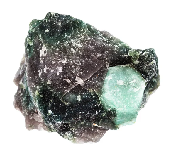 Грубий кристал берилового каменю в скелі ізольований — стокове фото