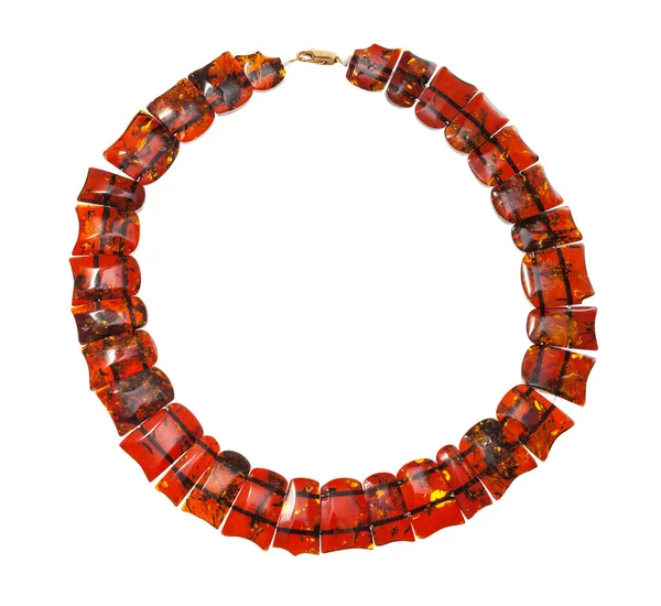 Necklace from polished faceted amber isolated — Stock Photo, Image