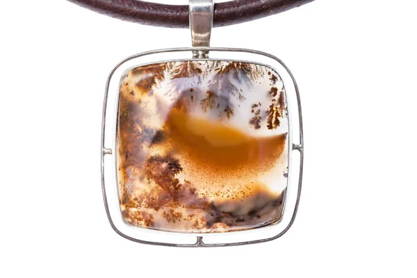Polished Moss Agate with dendritic inclusion — Stock Photo, Image