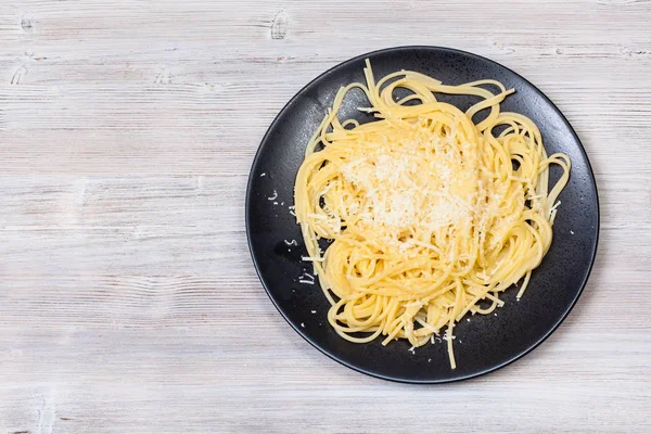 Pasta with butter and cheese with copyspace — Stock Photo, Image