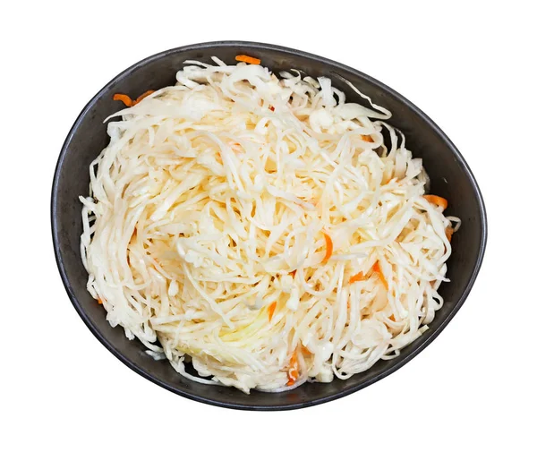 Top view of Russian sauerkraut in bowl isolated — Stock Photo, Image