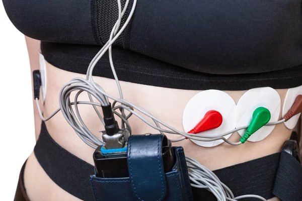 sensors and recorder of Holter monitoring on torso