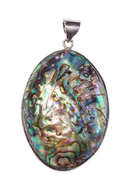 iridescent abalone shell in pendant isolated clipart