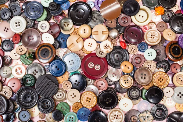 Top view of pile of many different buttons — Stock Photo, Image