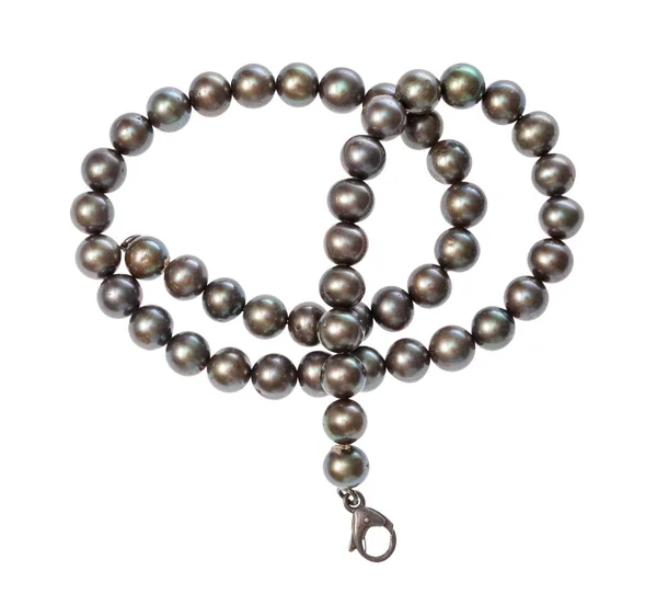 Collar enredado de perlas negras aisladas —  Fotos de Stock