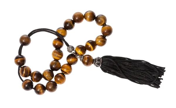 Tangled worry beads from tiger's eye gems isolated — Stock Photo, Image