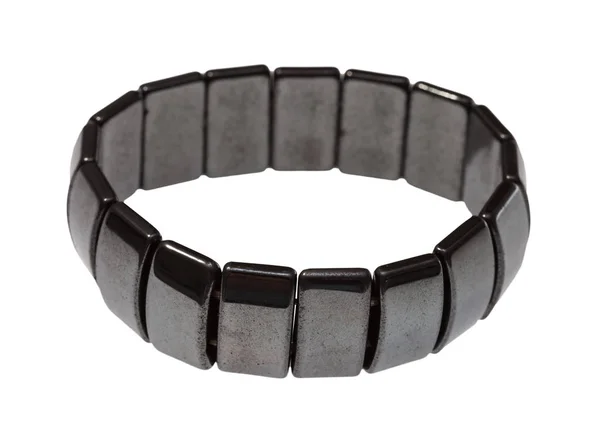 Bracelet from polished hematite slabs isolated — Stock Photo, Image