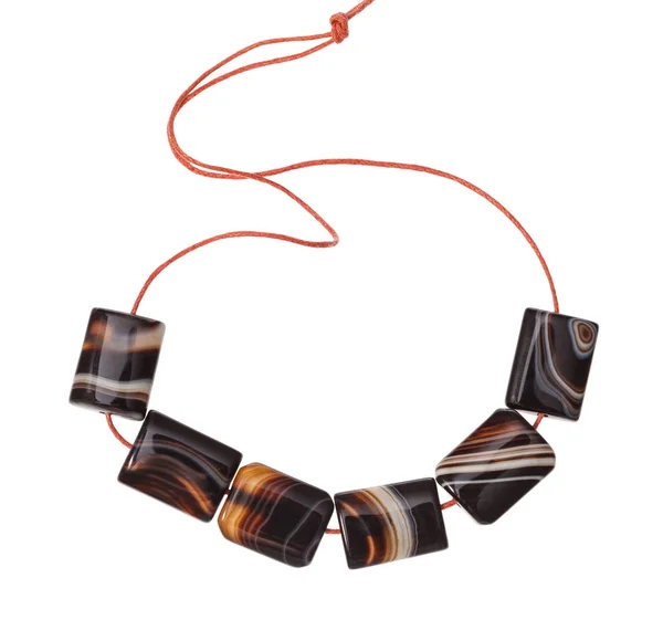 연마 한 천연색 줄무늬제 초석으로 만든 구슬 — 스톡 사진