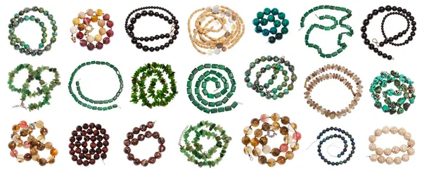 Set of various coiled strings of beads isolated — Stock Photo, Image