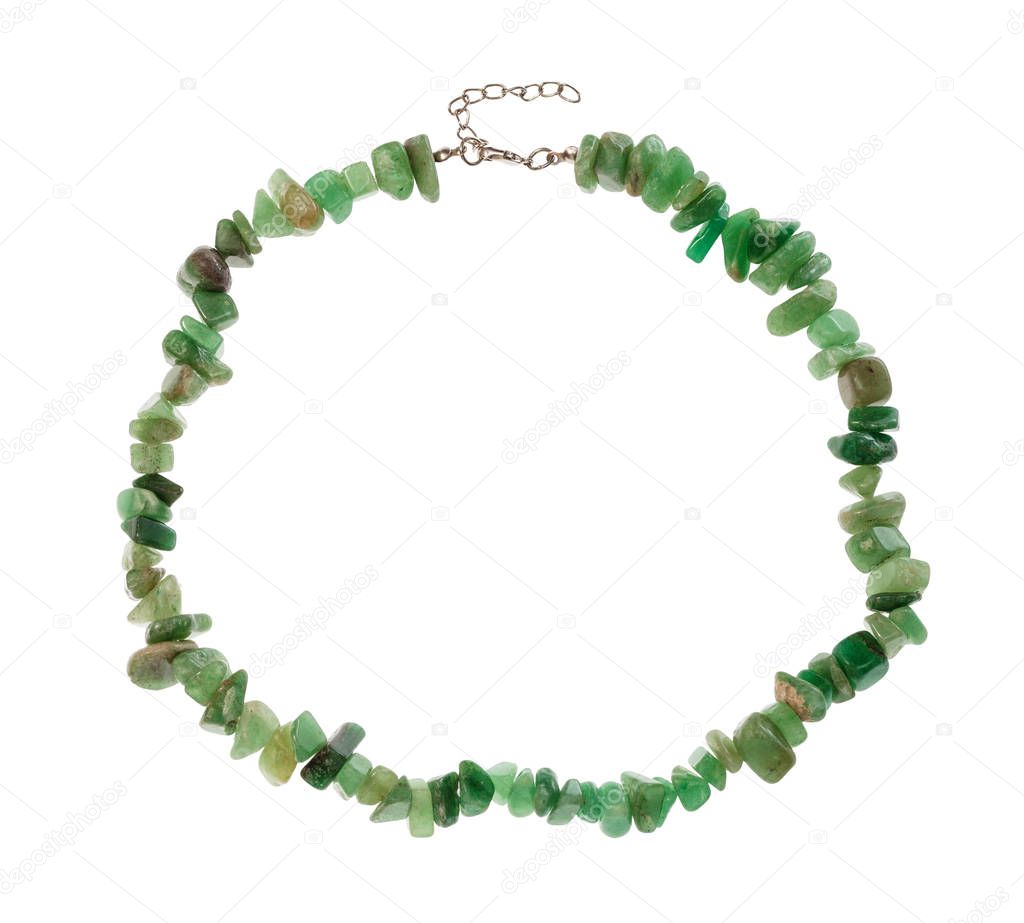 necklace from tumbled green aventurine gemstone