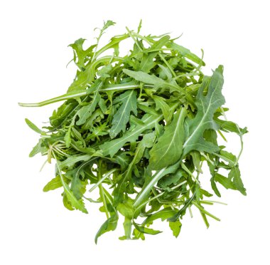 İzole edilmiş Arugula yapraklarından üst yığın görüntüsü