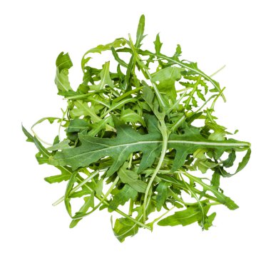 Arugula 'nın yeşil yapraklarından yığının üst görünümü