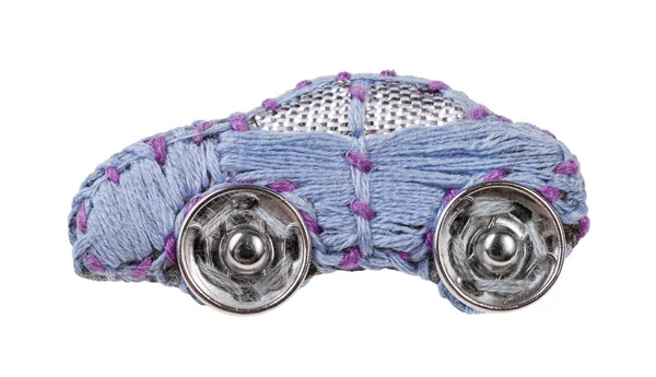 Broche de coche bordado con hilos de seda azul —  Fotos de Stock