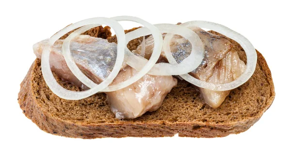 Open sandwich with herring and onion rings — Stock Photo, Image