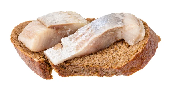 Open sandwich with rye bread and pickled herring — Stock Photo, Image