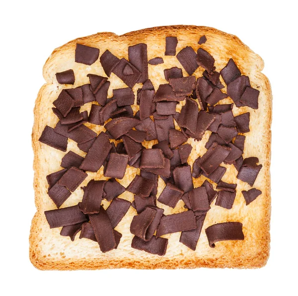 Top view of sweet toast with chocolate flakes — Stock Photo, Image