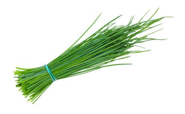 bunch of fresh Chives herbs isolated on white clipart