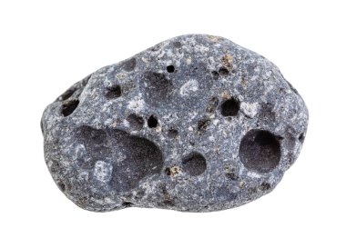 tumbled gray Pumice rock isolated on white clipart