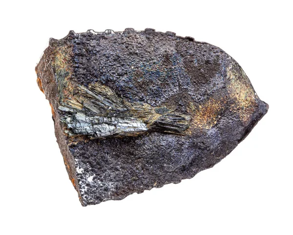 Roche non polie de Vivianite (minerai de tourbière bleue) isolée — Photo