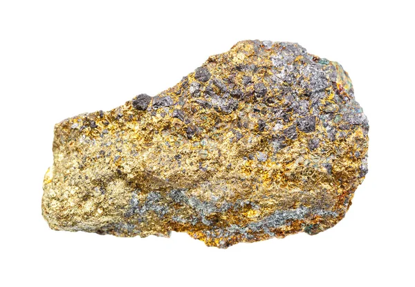 Cilalanmamış Pyrite kayası beyaza izole edilmiş — Stok fotoğraf