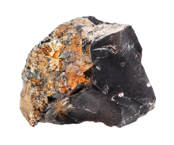 Pedra Flint preto não polido isolado em branco — Fotografia de Stock