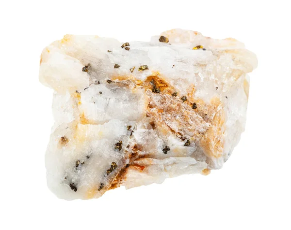 Native gold in unpolished quartz rock isolated — 스톡 사진