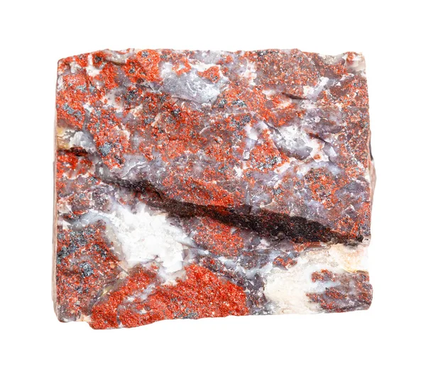 Niepolerowana czerwona skała Jasper odizolowana na białym — Zdjęcie stockowe