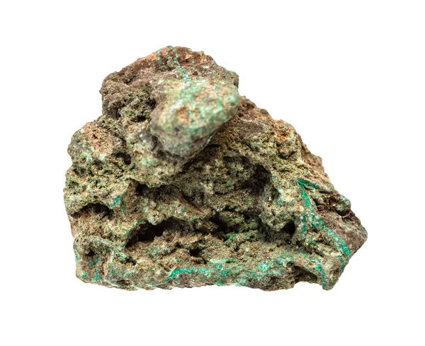 Изолированные породы неполированной медной руды (малахит) — стоковое фото