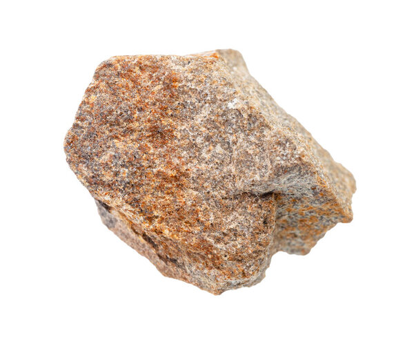 unpolished quartzite rock isolated on white