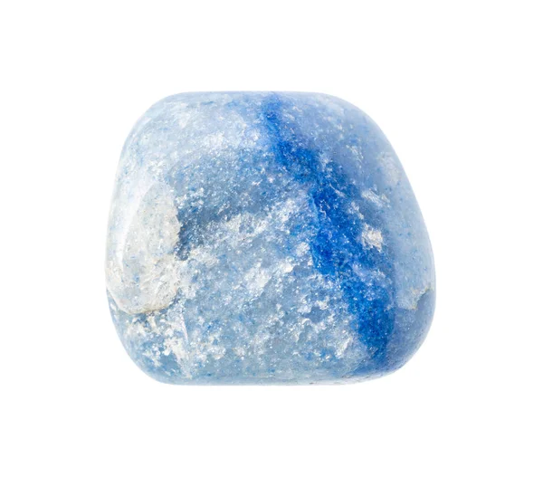 Tromlovaný modrý achát (křemen) kámen izolovaný — Stock fotografie