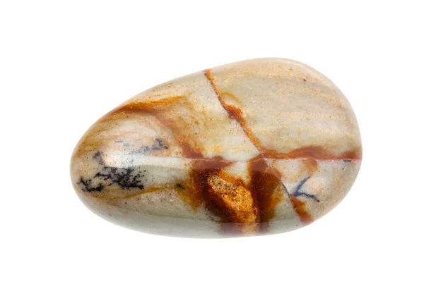 Paisaje pulido jaspe gema piedra aislada — Foto de Stock