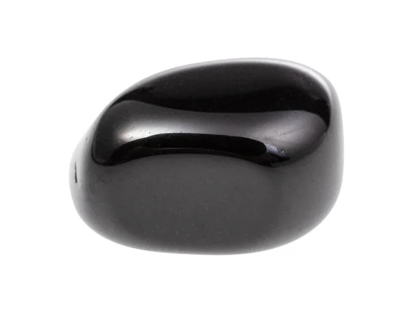 Tumbled black onyx gemstone isolated on white — Stock Photo, Image