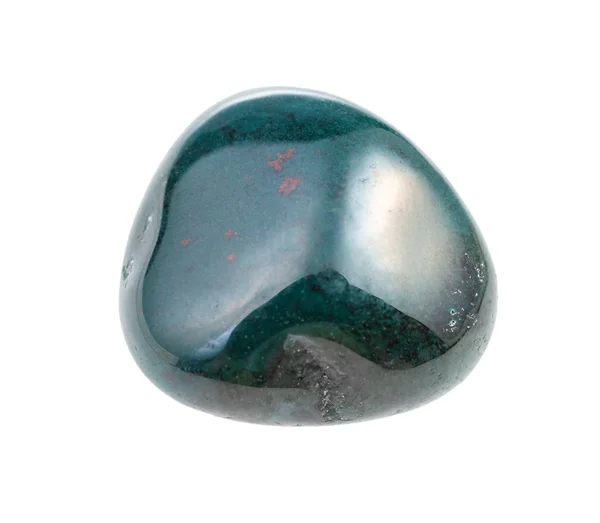 Tumbled Bloodstone (heliotrope) gem isolated — Stock Photo, Image