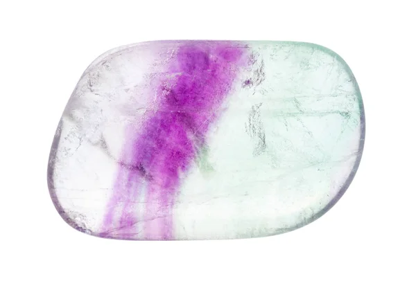 Pedra preciosa fluorita polida isolada sobre branco — Fotografia de Stock