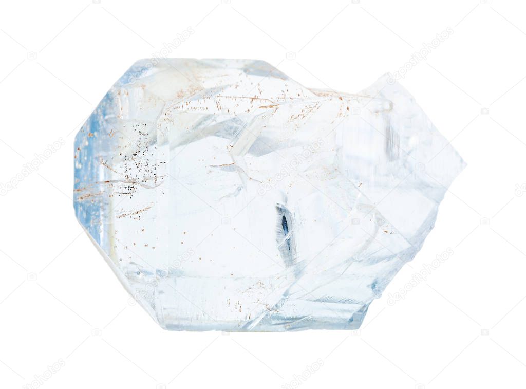 unpolished crystal of Celestine rock isolated