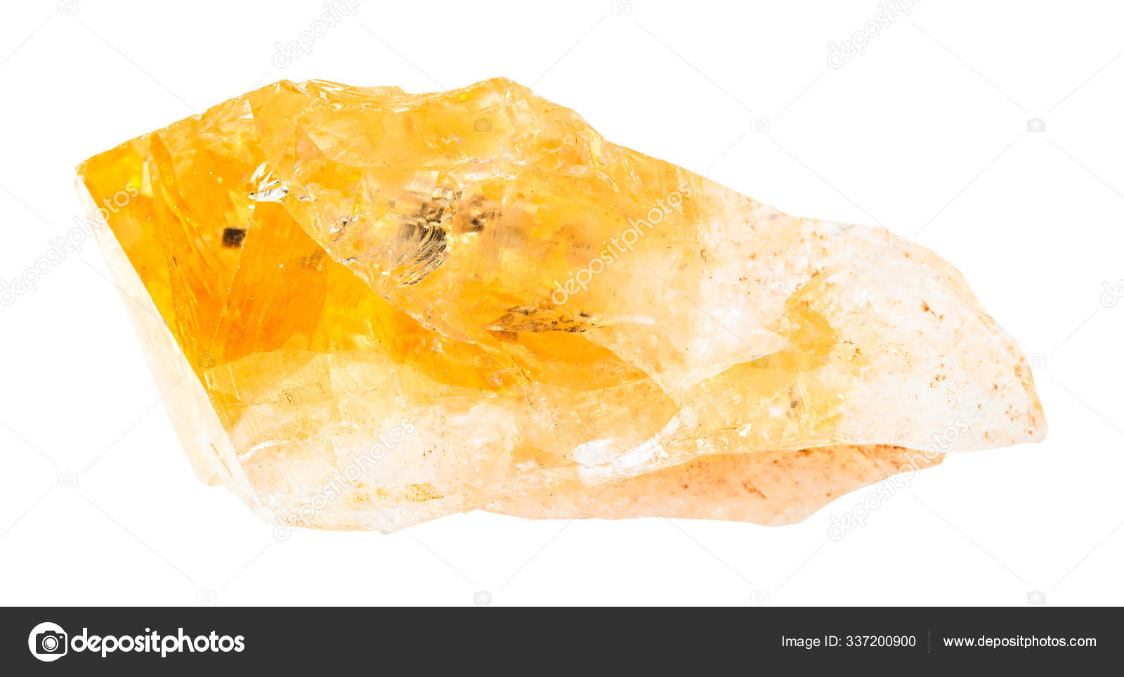 Unpolished Citrine Yellow Quartz Rock Isolated Stock Photo By C Vvoennyy