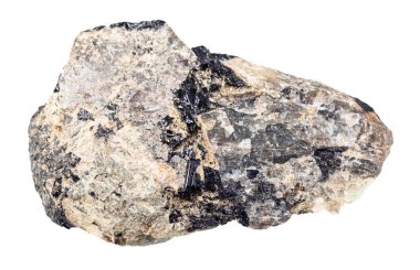 Cilalanmamış Nepheline kayası beyaza izole edilmiş.