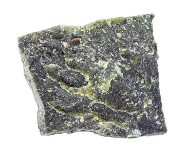 Cilalanmamış Dunite kayası beyazda izole edilmiş.