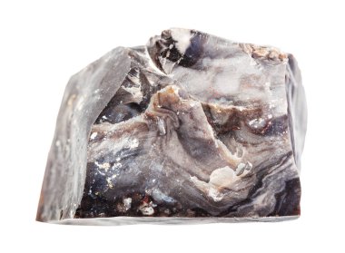 Cilalanmamış siyah Flint taşı beyaza izole edilmiş.
