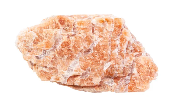 Unpolished pegmatite rock isolated on white — 스톡 사진