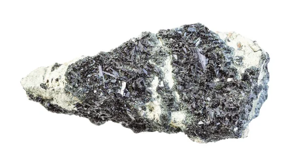 Unpolished Hornblende on Amphibole rock isolated — Stock Photo, Image