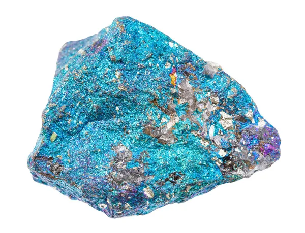 Azul não polido Chalcopyrite rock isolado — Fotografia de Stock