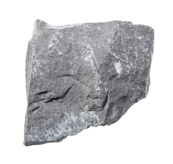 неполированный серый аргиллитовый камень, изолированный на белом
