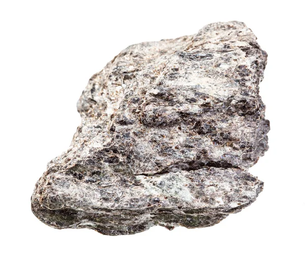 Roche rugueuse d'ardoise quartz-biotite isolée sur blanc — Photo