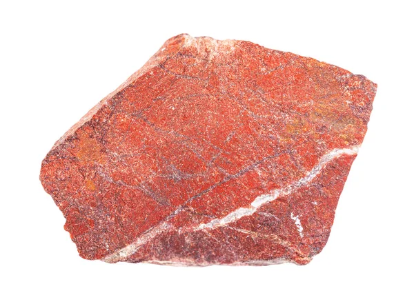 Roca de jaspe roja rugosa aislada en blanco — Foto de Stock