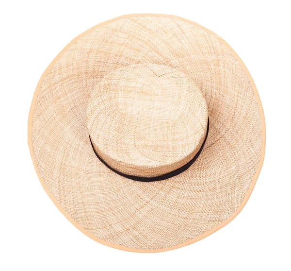 Top view of wide-brimmed straw hat isolated — Stock Photo, Image