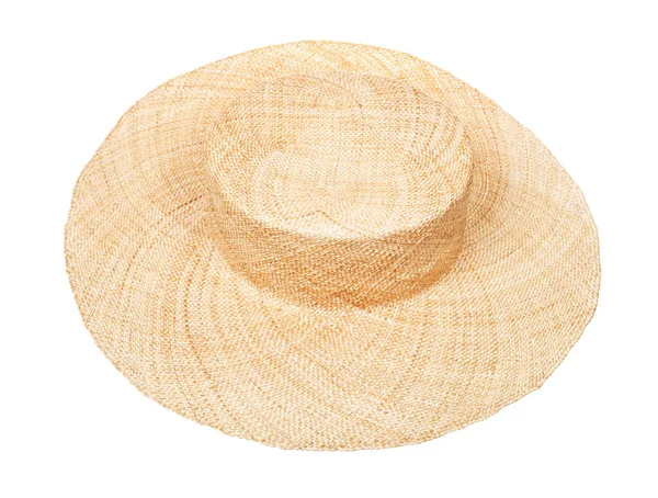 Chapéu de palha de abas largas isolado em branco — Fotografia de Stock